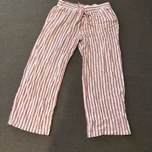 Old Navy Red and White Striped women's linen pants